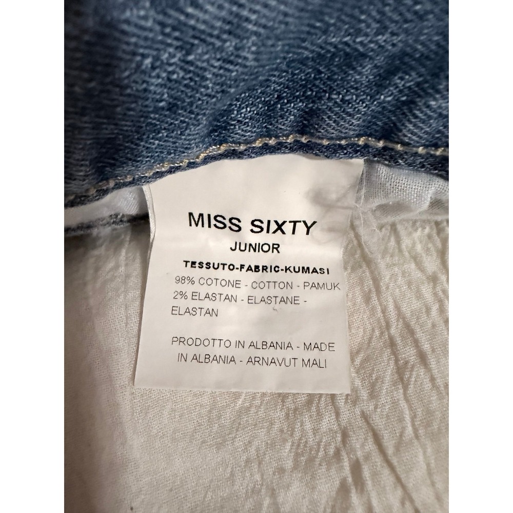 Miss Sixty patched denim shorts light wash blue pink patch low rise size 6 - Picture 8 of 11